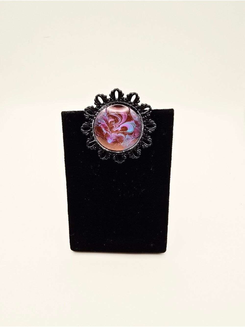 Artisan Swirl Resin Brooch in Purple & Copper